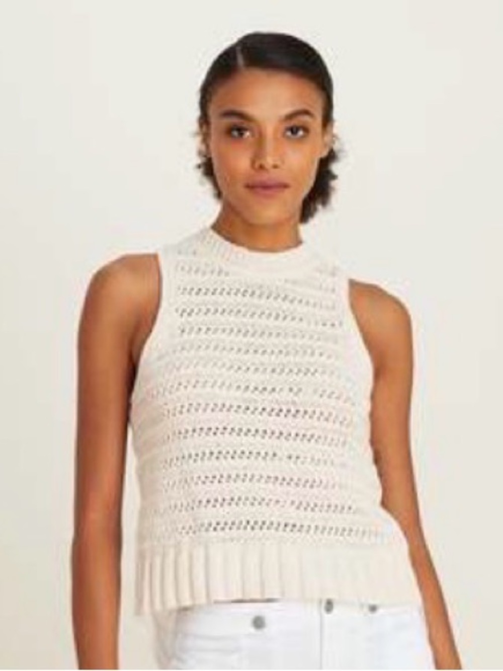 Veronica Beard Sadie Sleeveless Knit Shell in Cream